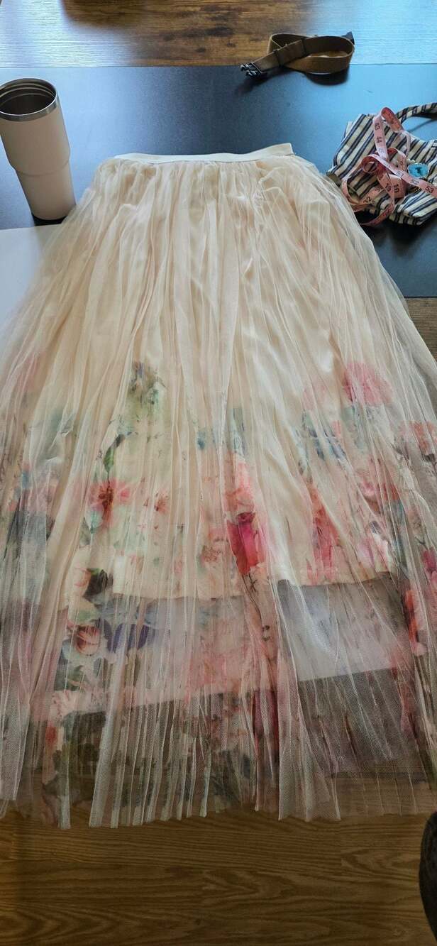 Origami Big Rose Mesh Midi Skirt